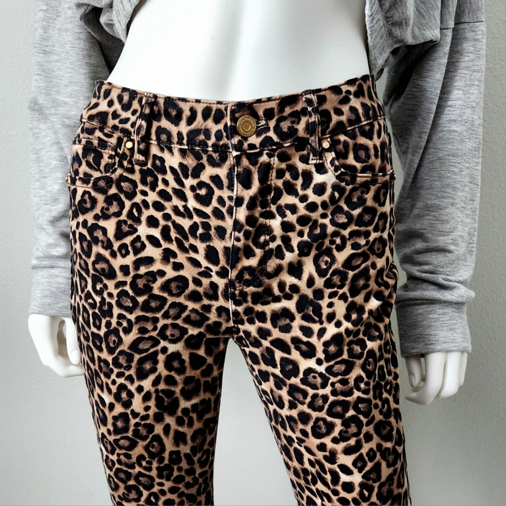 WHBM Sculpting High Waist Ankle Pants With Stretch, Brown & Black Leopard Size 0